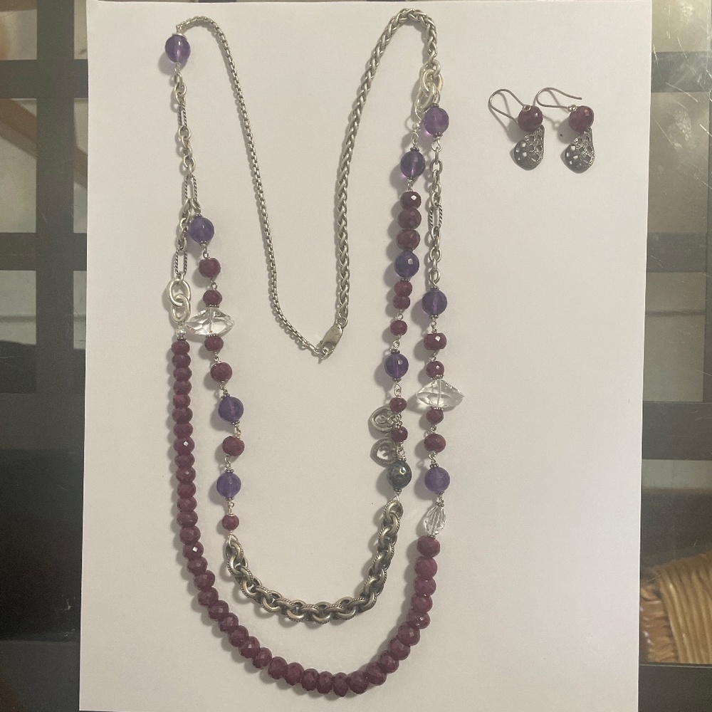 Genuine Set of Ruby’s, Amethyst, Swarovski Cristal and Sterling Silver.